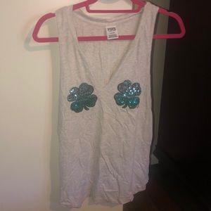 Pink! Glitter Shamrocks tank